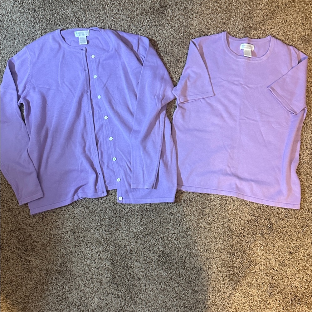 Worthington Lavender women’s Shirt and Cardigan Set